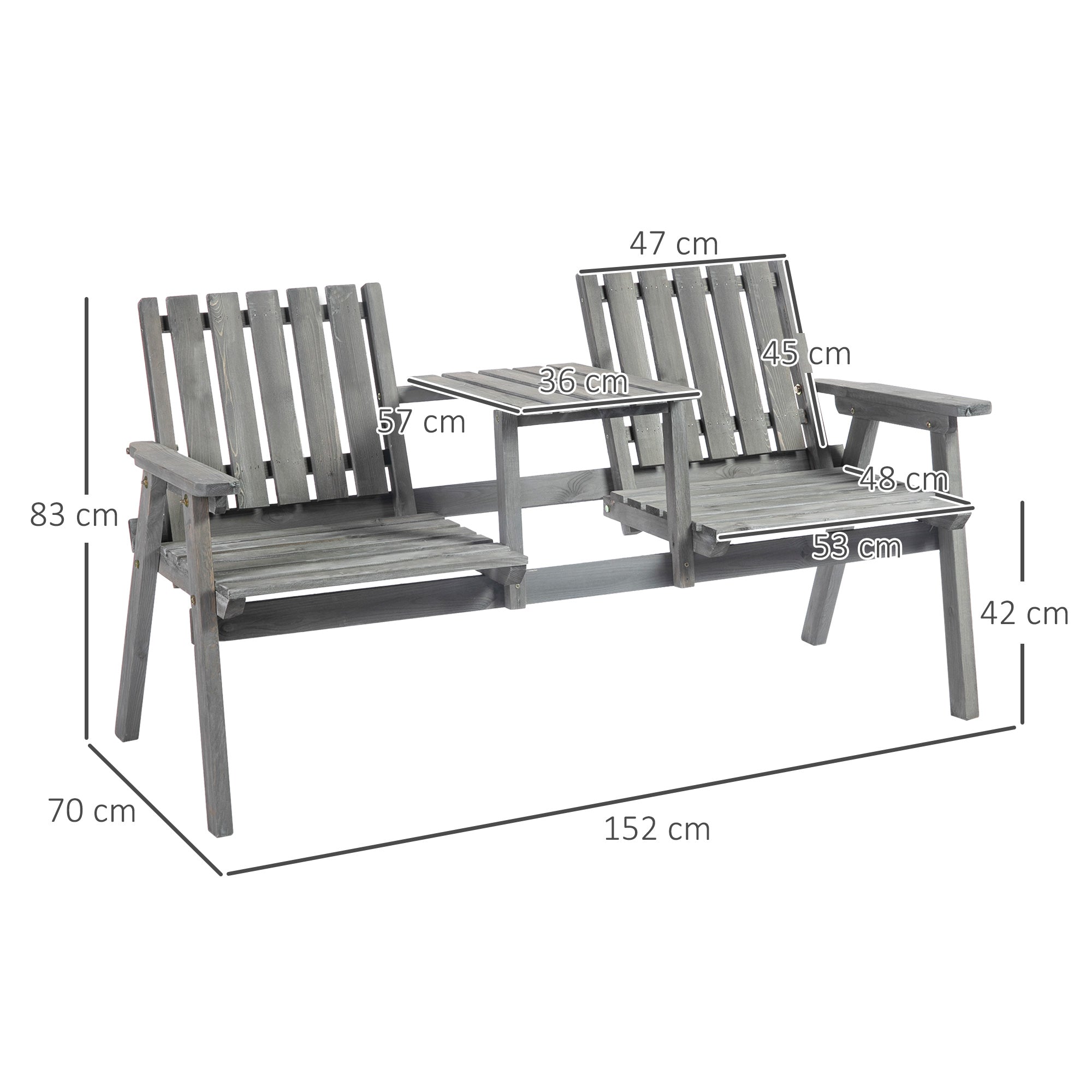 Outsunny 2-Seater Garden Bench Antique Loveseat for Yard, Lawn, Porch, Patio, Steel, Grey 