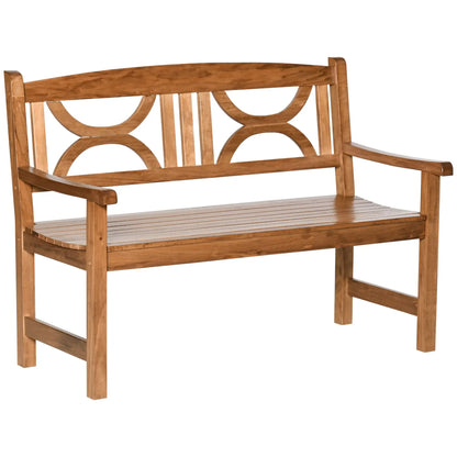 Outsunny 2-Seater Wooden Garden Bench Outdoor Patio Loveseat for Yard, Lawn, Porch, Natural 