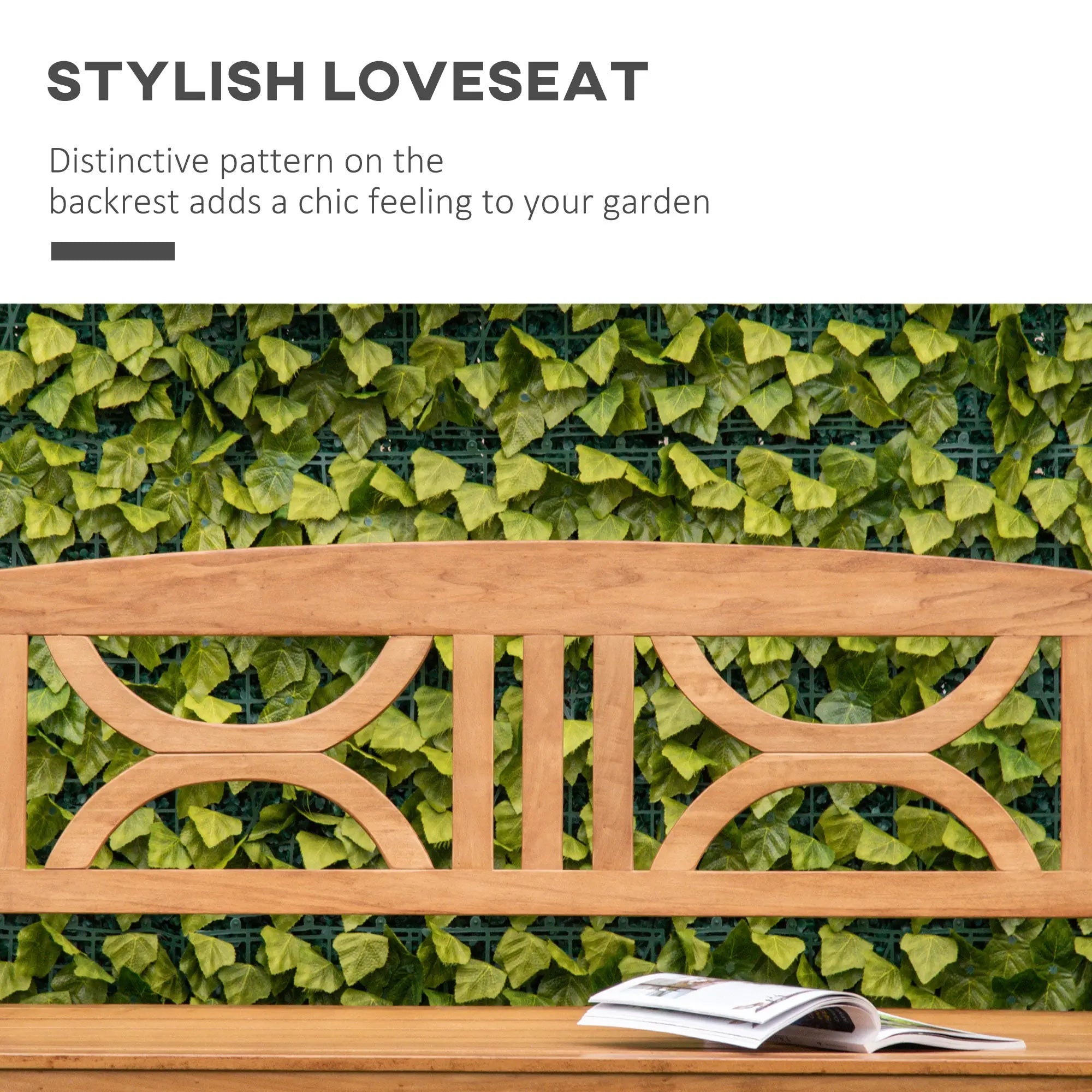 Outsunny 2-Seater Wooden Garden Bench Outdoor Patio Loveseat for Yard, Lawn, Porch, Natural 