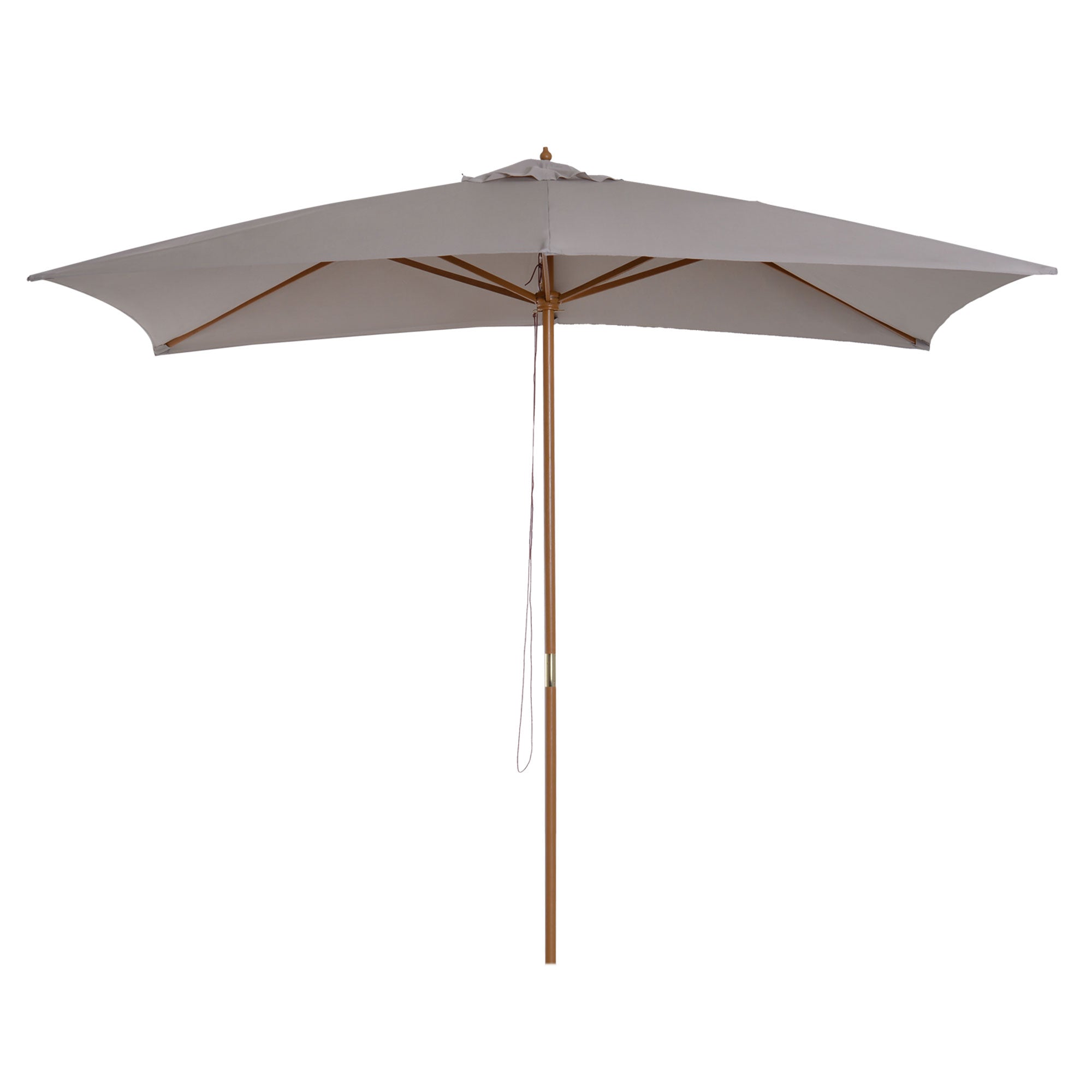 Outsunny 2 x 3m Wooden Garden Parasol Umbrella Outdoor Sun Shade Canopy, Light Grey 