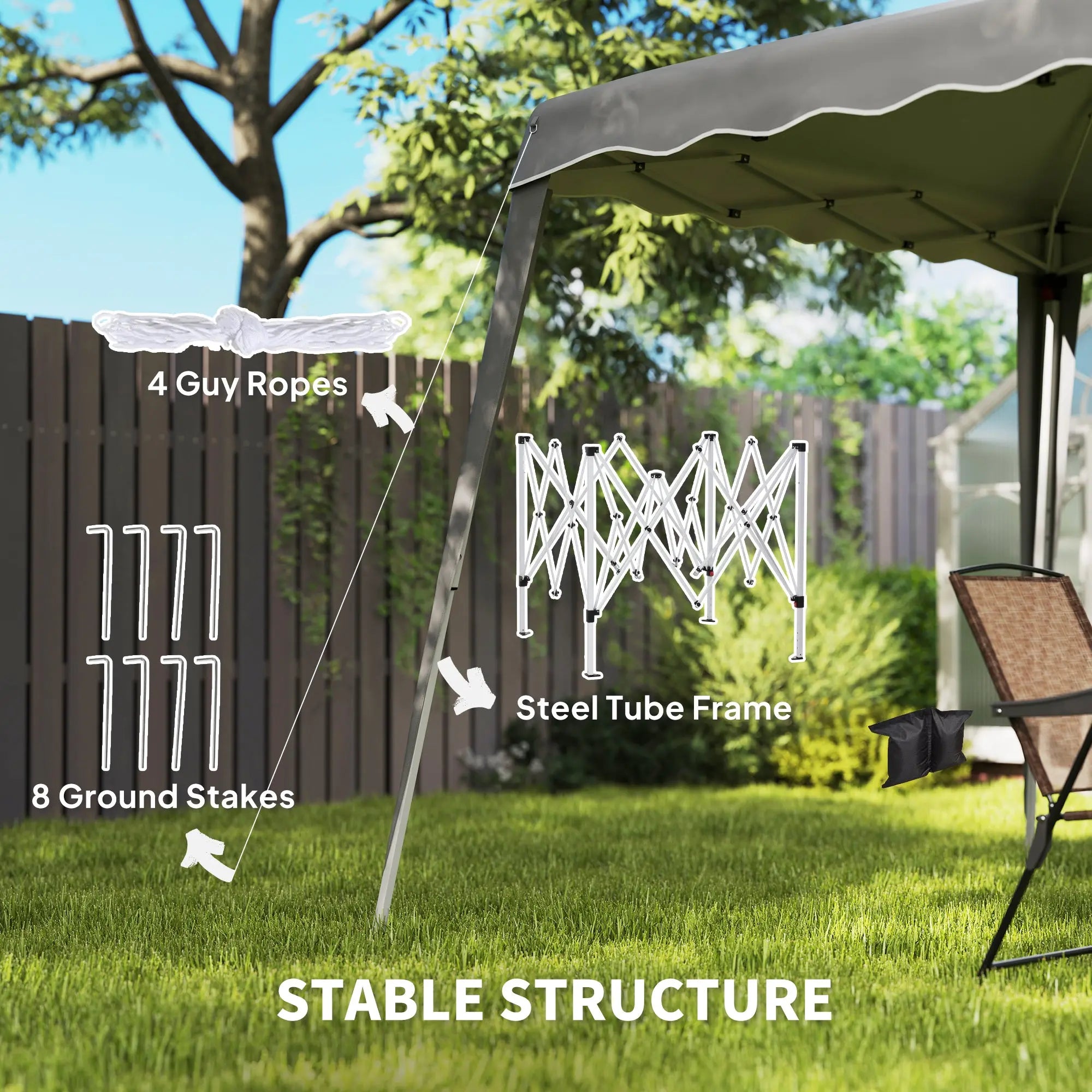 Outsunny 2.5 x 2.5M Pop up Garden Tent - Grey 