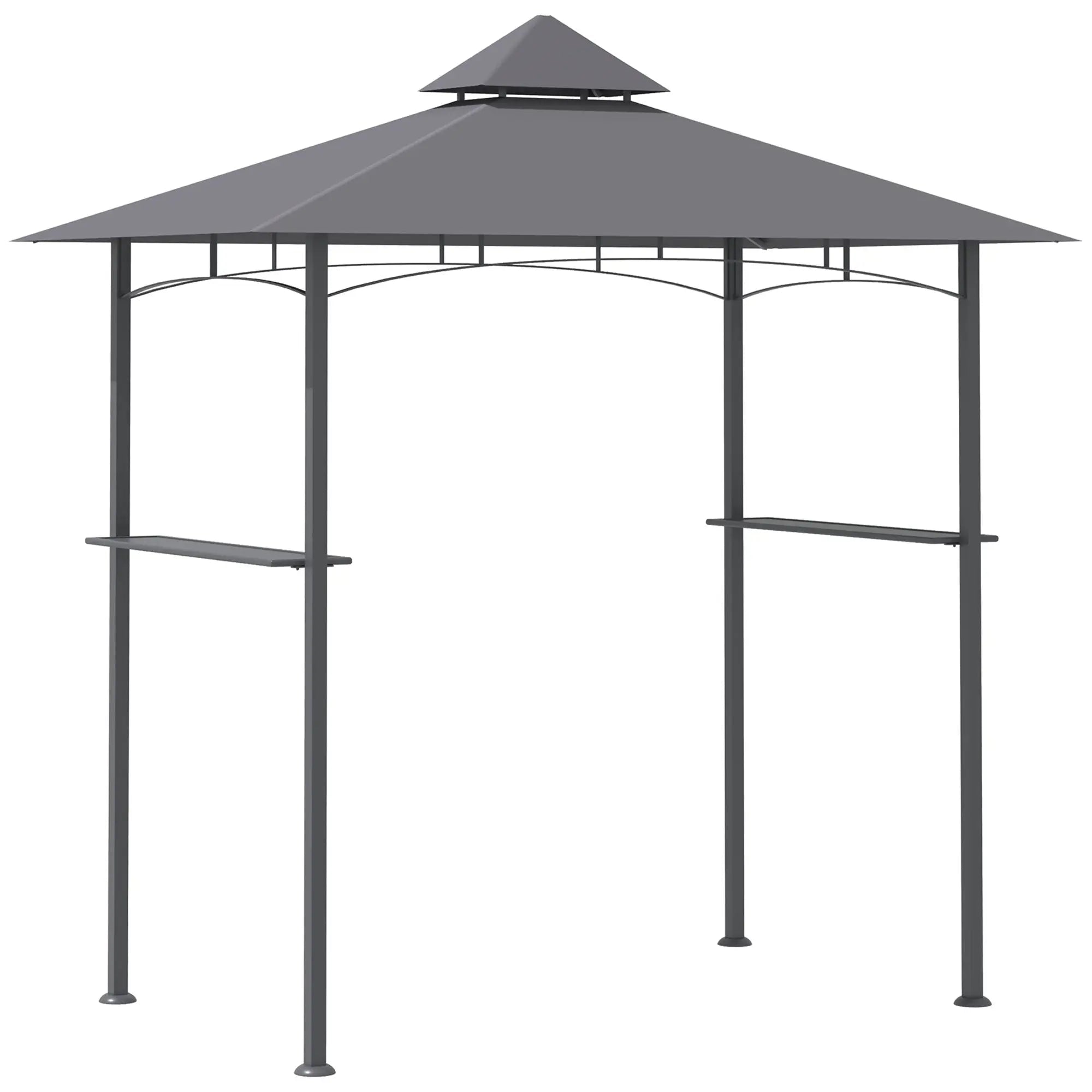Outsunny 2.5M (8ft) New Double-Tier BBQ Gazebo Grill Canopy Barbecue Tent Shelter Patio Deck Cover - Grey 