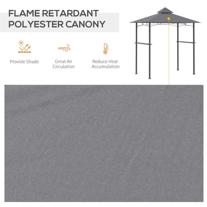 Outsunny 2.5M (8ft) New Double-Tier BBQ Gazebo Grill Canopy Barbecue Tent Shelter Patio Deck Cover - Grey 
