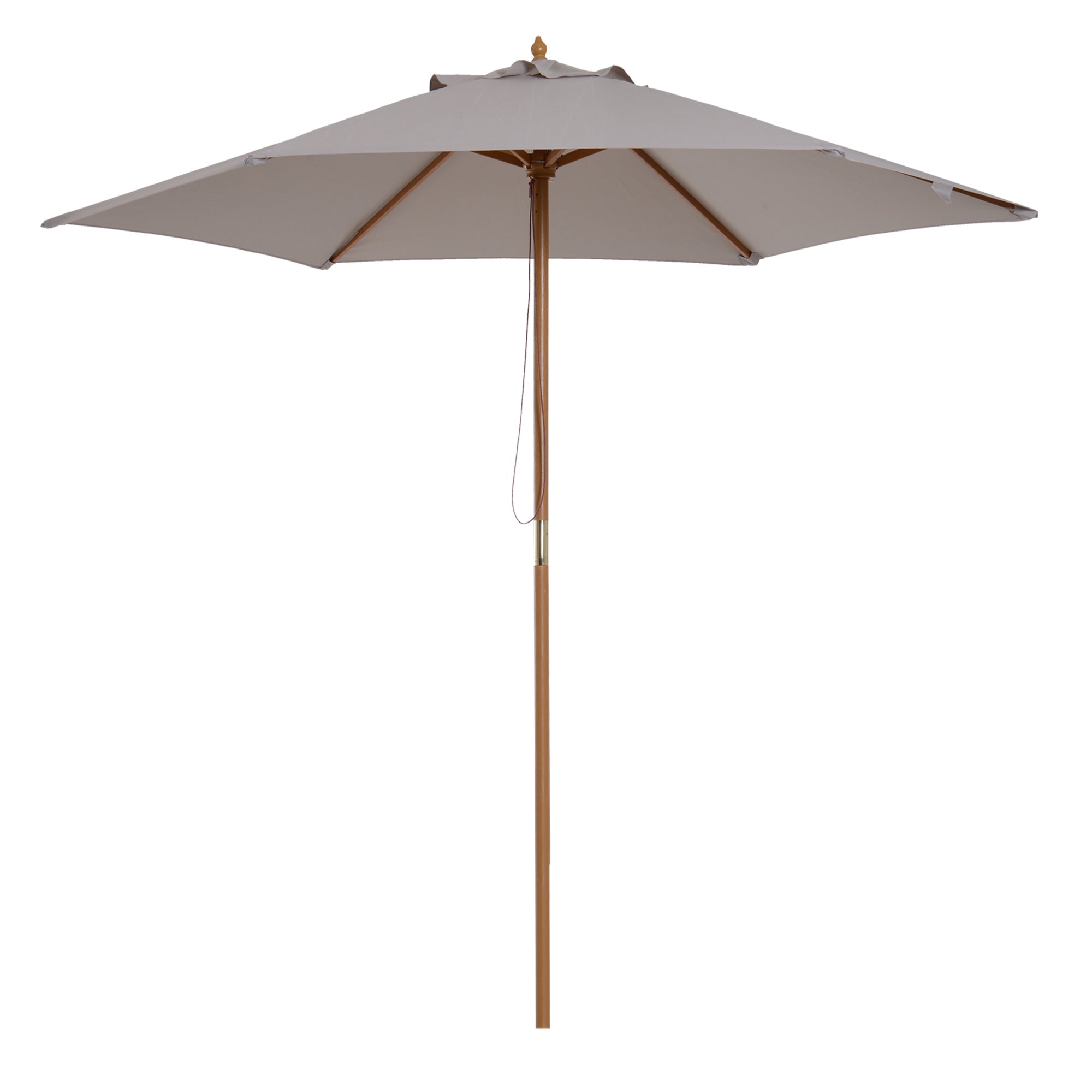 Outsunny 2.5m Wood Garden Parasol Sun Shade Patio Outdoor Wooden Umbrella Canopy Grey 