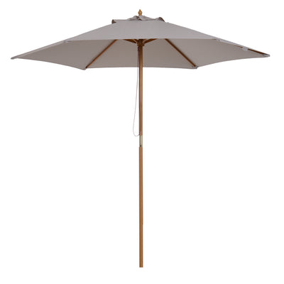 Outsunny 2.5m Wood Garden Parasol Sun Shade Patio Outdoor Wooden Umbrella Canopy Grey 