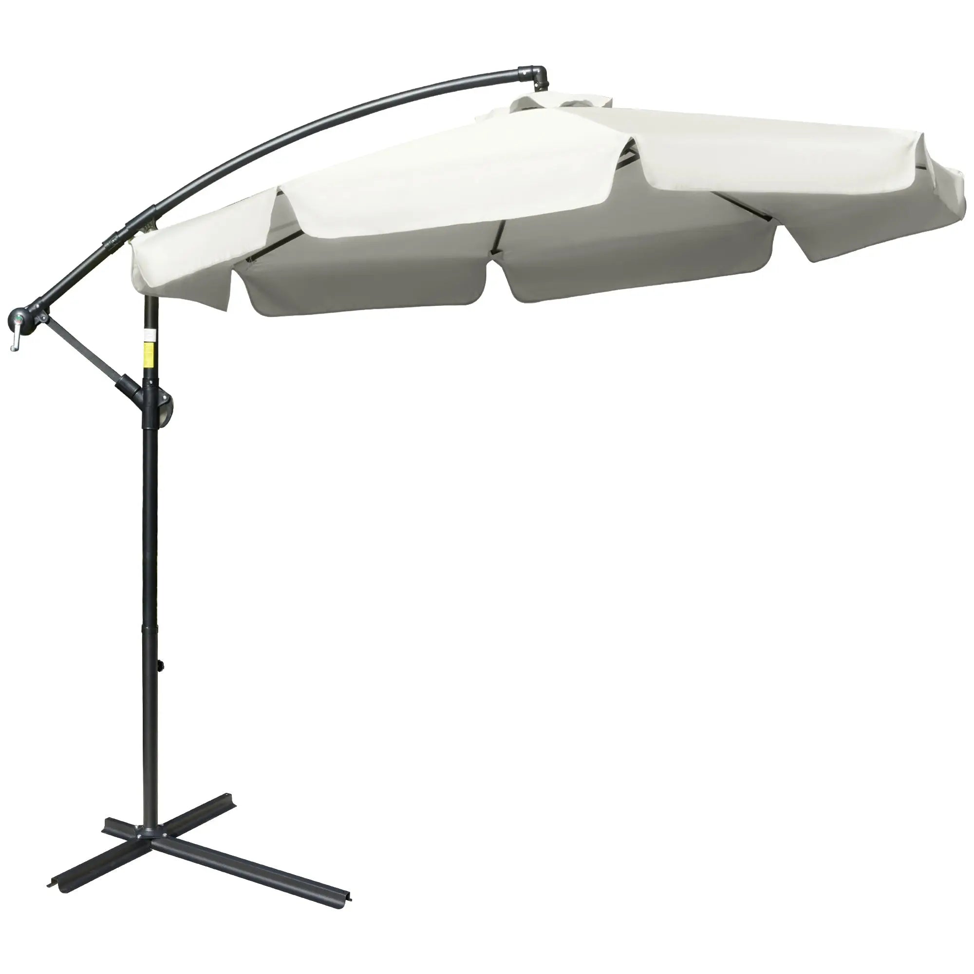 Outsunny 2.7m Garden Banana Parasol Cantilever Umbrella with Crank Handle and Cross Base for Outdoor, Hanging Sun Shade, Cream White 