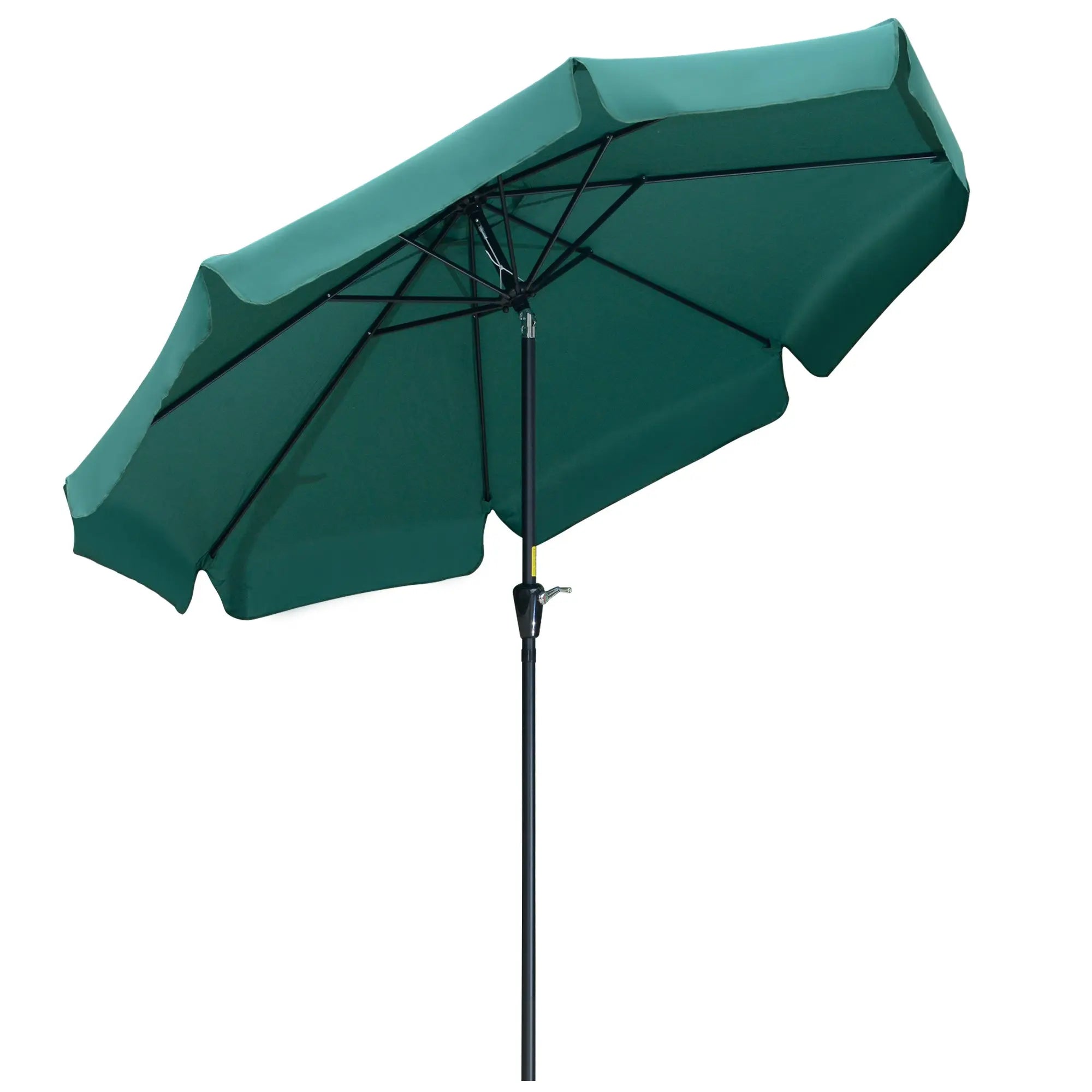 Outsunny 2.7m Patio Parasol Garden Umbrellas Outdoor Sun Shade Table Umbrella with Tilt, Crank, 8 Ribs, Ruffles, Green 