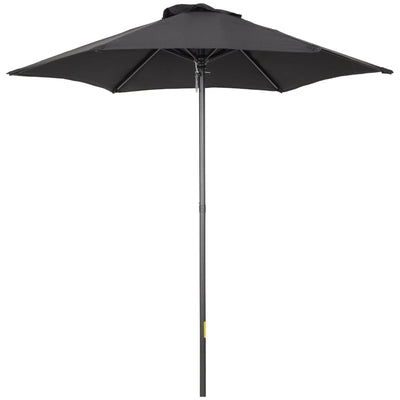 Outsunny 2m Garden Parasol Umbrella, Outdoor Sun Shade with 6 Sturdy Ribs for Balcony, Bench, Garden, Black 