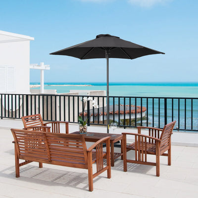 Outsunny 2m Garden Parasol Umbrella, Outdoor Sun Shade with 6 Sturdy Ribs for Balcony, Bench, Garden, Black 