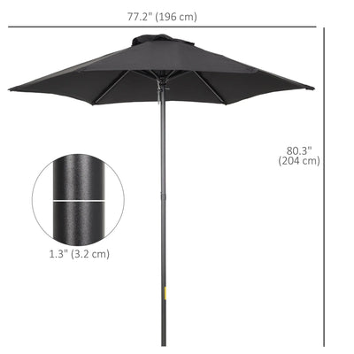 Outsunny 2m Garden Parasol Umbrella, Outdoor Sun Shade with 6 Sturdy Ribs for Balcony, Bench, Garden, Black 