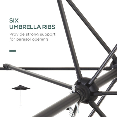 Outsunny 2m Garden Parasol Umbrella, Outdoor Sun Shade with 6 Sturdy Ribs for Balcony, Bench, Garden, Black 