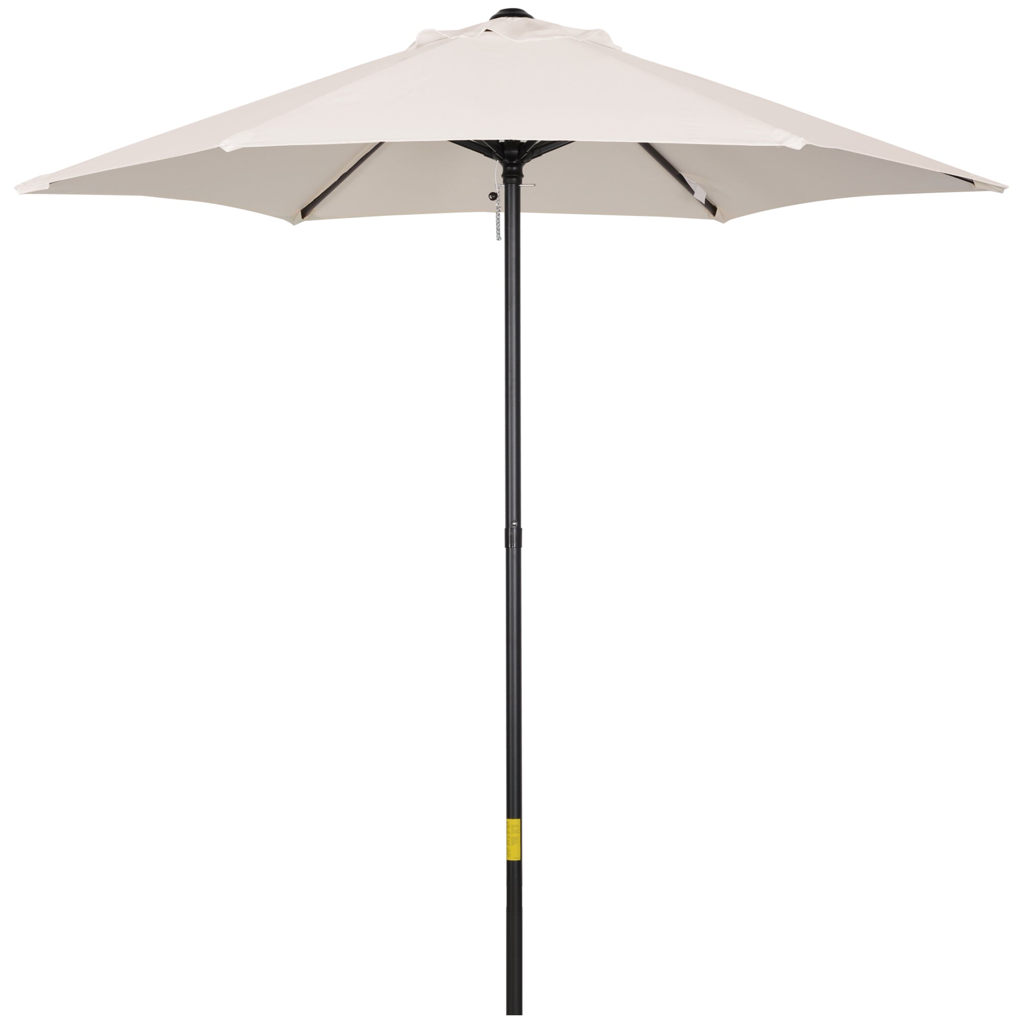 Outsunny 2m Garden Parasol Umbrella, Outdoor Sun Shade with 6 Sturdy Ribs for Balcony, Bench, Garden, Cream White 
