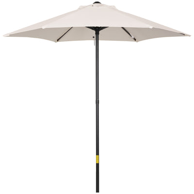 Outsunny 2m Garden Parasol Umbrella, Outdoor Sun Shade with 6 Sturdy Ribs for Balcony, Bench, Garden, Cream White 
