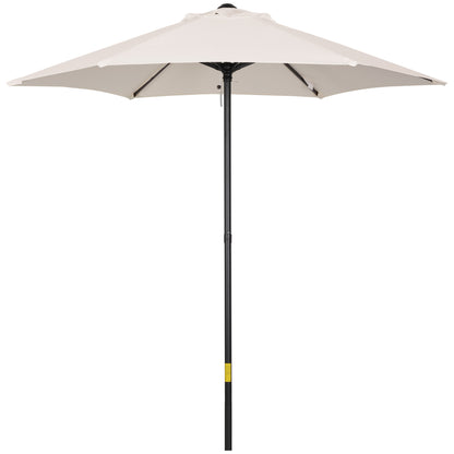 Outsunny 2m Garden Parasol Umbrella, Outdoor Sun Shade with 6 Sturdy Ribs for Balcony, Bench, Garden, Cream White 