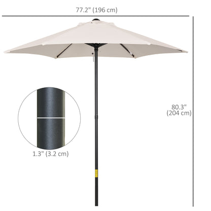 Outsunny 2m Garden Parasol Umbrella, Outdoor Sun Shade with 6 Sturdy Ribs for Balcony, Bench, Garden, Cream White 