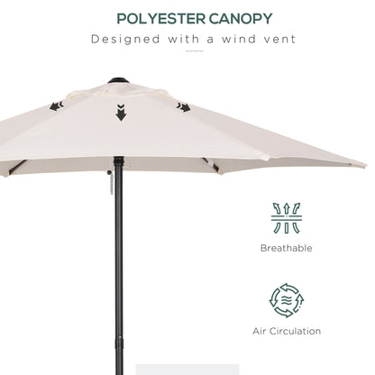 Outsunny 2m Garden Parasol Umbrella, Outdoor Sun Shade with 6 Sturdy Ribs for Balcony, Bench, Garden, Cream White 