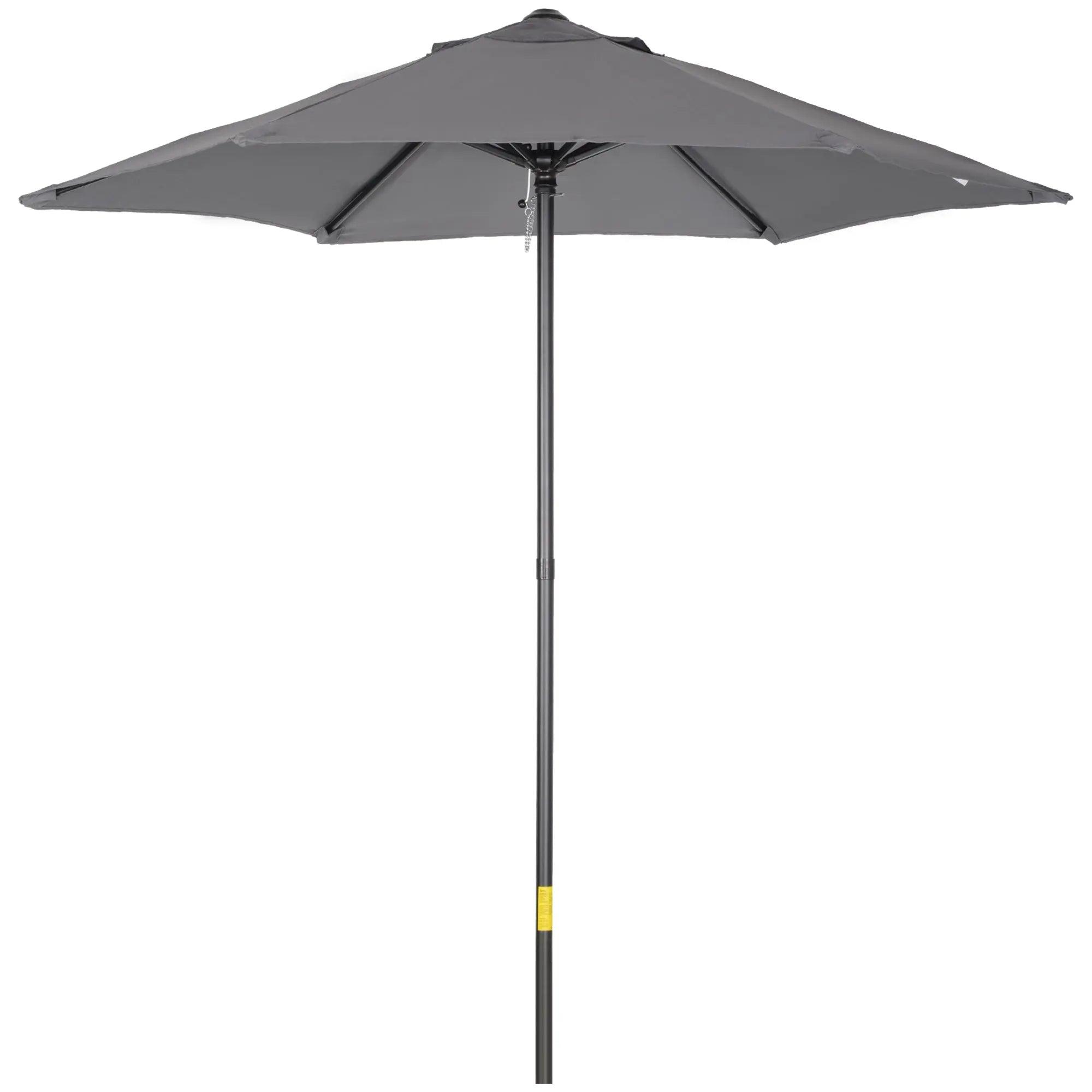 Outsunny 2m Garden Parasol Umbrella, Outdoor Sun Shade with 6 Sturdy Ribs for Balcony, Bench, Garden, Dark Grey 