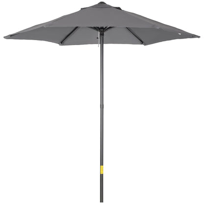 Outsunny 2m Garden Parasol Umbrella, Outdoor Sun Shade with 6 Sturdy Ribs for Balcony, Bench, Garden, Dark Grey 