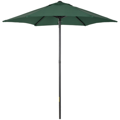 Outsunny 2m Garden Parasol Umbrella, Outdoor Sun Shade with 6 Sturdy Ribs for Balcony, Bench, Garden, Green 