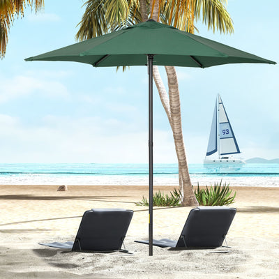 Outsunny 2m Garden Parasol Umbrella, Outdoor Sun Shade with 6 Sturdy Ribs for Balcony, Bench, Garden, Green 