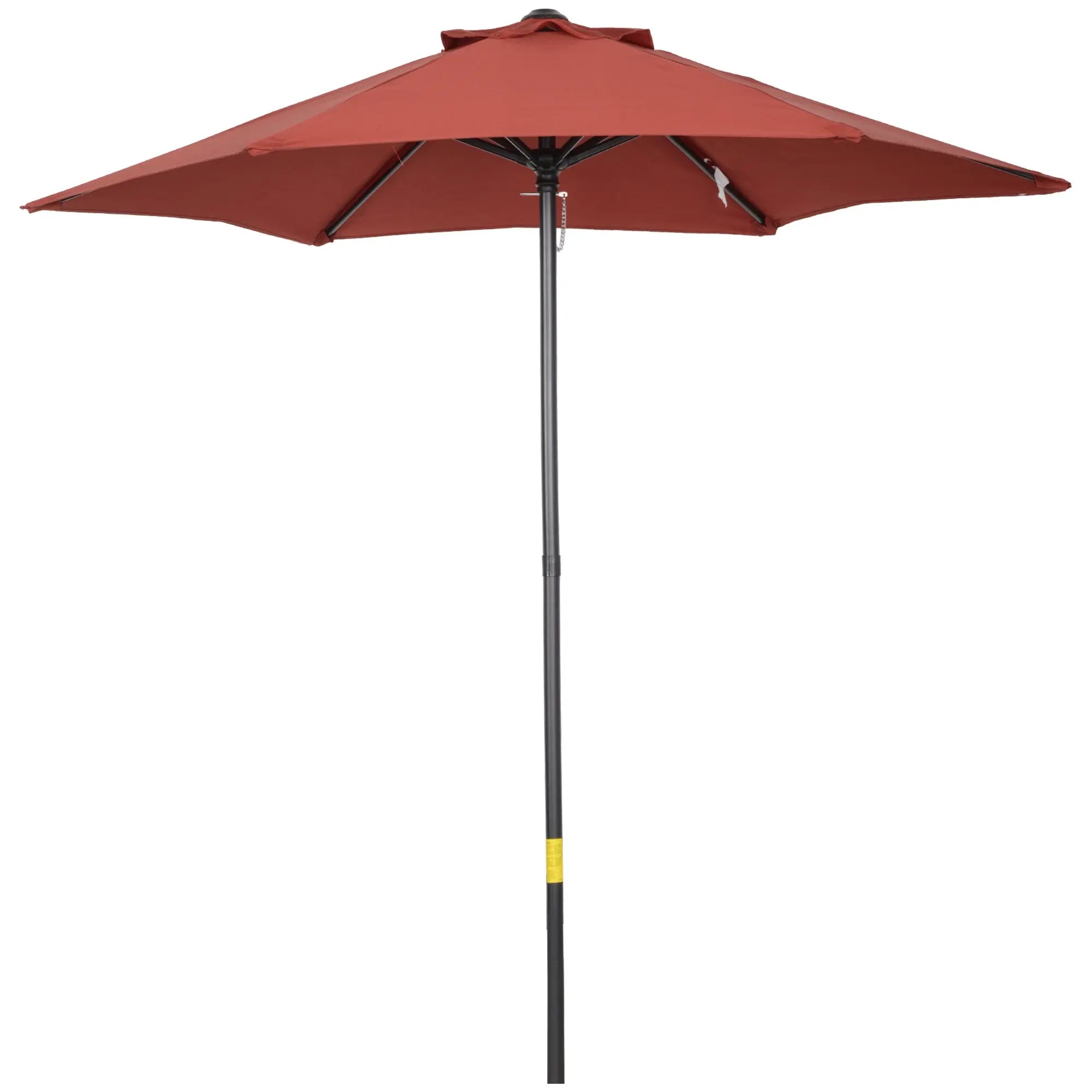 Outsunny 2m Garden Parasol Umbrella, Outdoor Sun Shade with 6 Sturdy Ribs for Balcony, Bench, Garden, Wine Red 