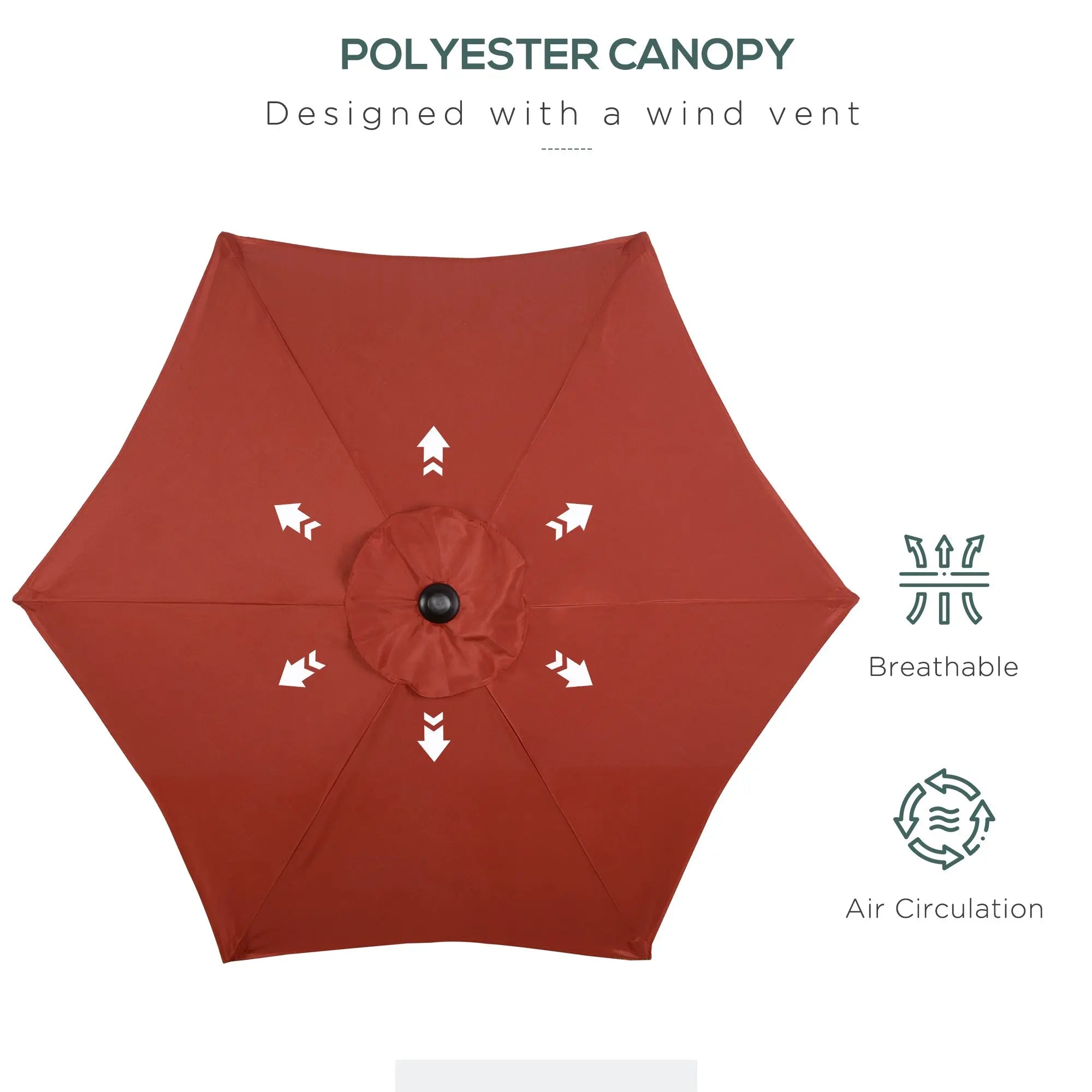 Outsunny 2m Garden Parasol Umbrella, Outdoor Sun Shade with 6 Sturdy Ribs for Balcony, Bench, Garden, Wine Red 