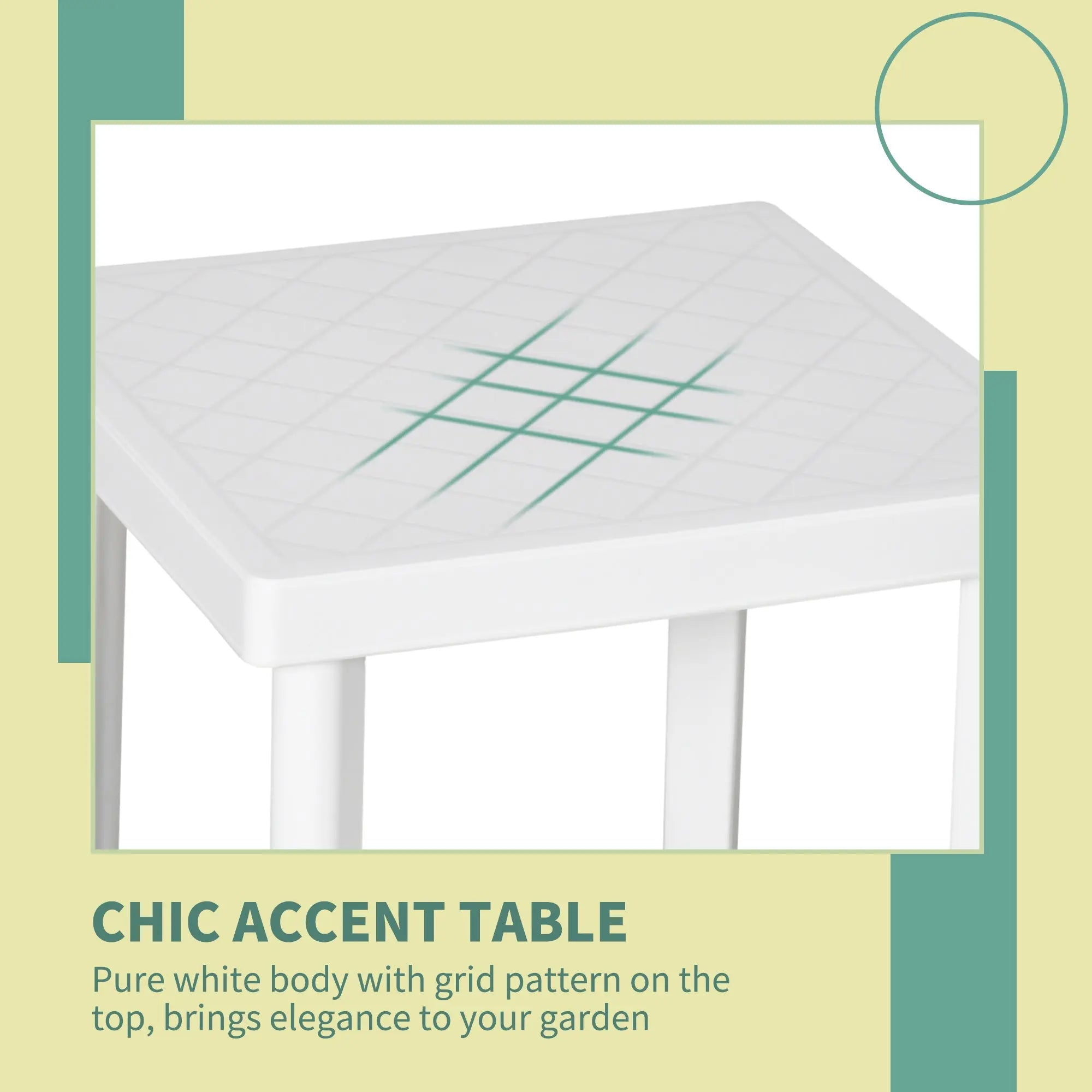 Outsunny 2pcs Garden Furniture Set Outdoor Furniture Set Dining Table, 1 Lounge Chair and 1 Garden Side Table White 
