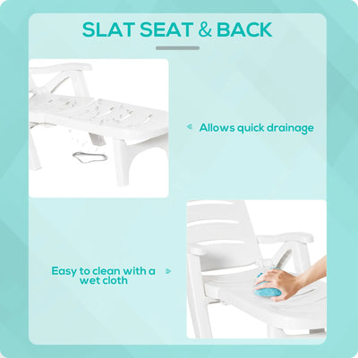Outsunny 2pcs Garden Furniture Set Outdoor Furniture Set Dining Table, 1 Lounge Chair and 1 Garden Side Table White 