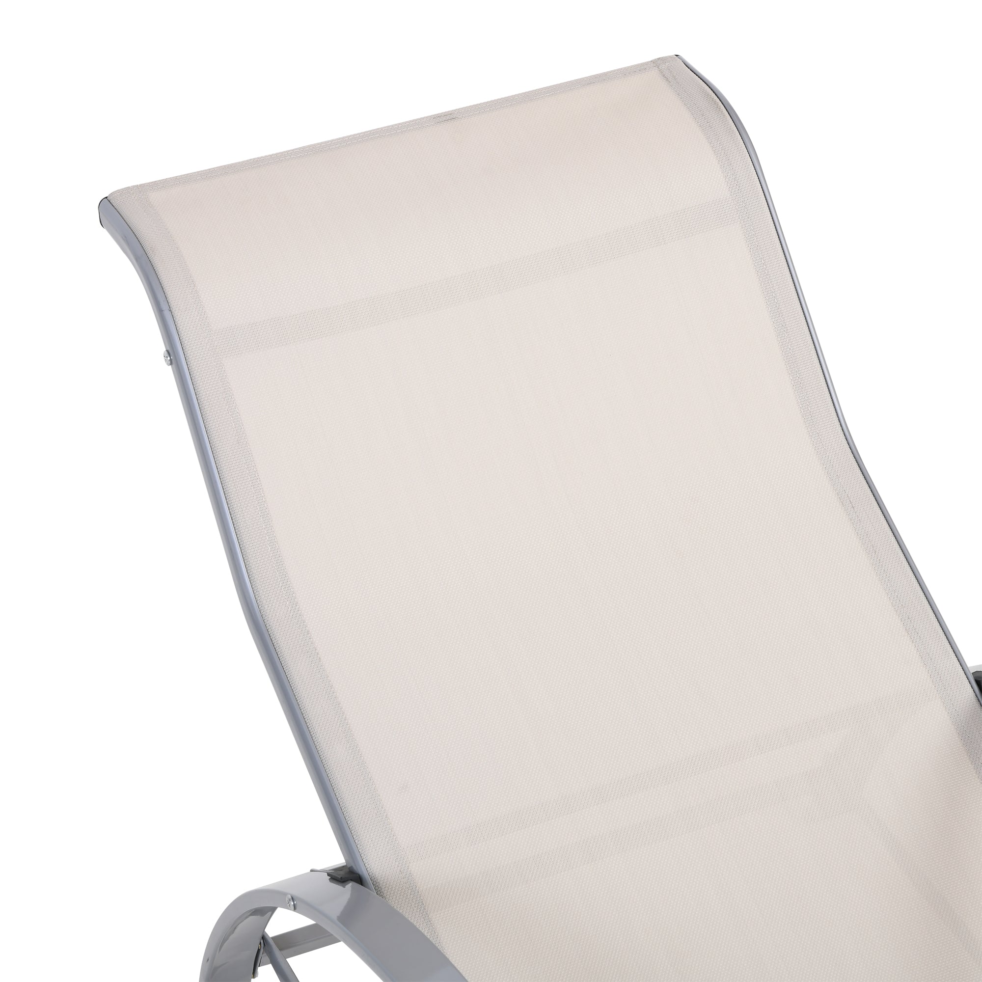 Outsunny 3 Pieces Lounge Chair Set Metal Frame Garden Outdoor Recliner Sunbathing Chair with Table, Cream 