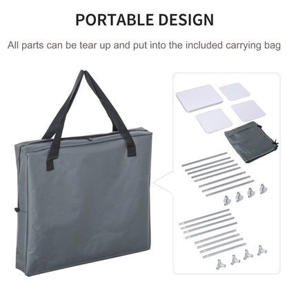 Outsunny 3-Shelf Camping Cupboard Camping Kitchen Station Cook Table, Storage Organiser for BBQ Party Picnics Backyards with Carrying Bag, Grey 