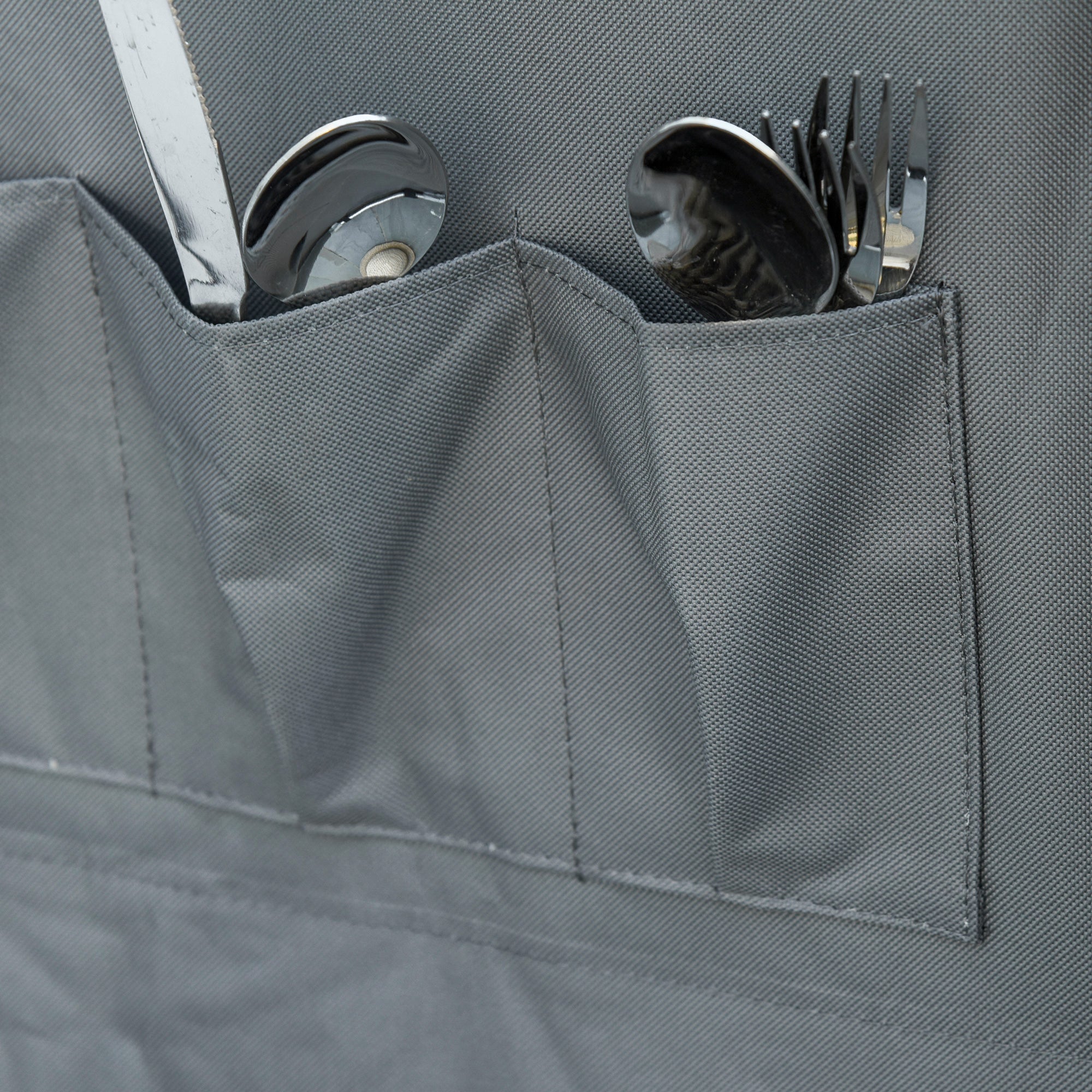 Outsunny 3-Shelf Camping Cupboard Camping Kitchen Station Cook Table, Storage Organiser for BBQ Party Picnics Backyards with Carrying Bag, Grey 