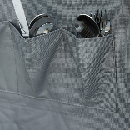 Outsunny 3-Shelf Camping Cupboard Camping Kitchen Station Cook Table, Storage Organiser for BBQ Party Picnics Backyards with Carrying Bag, Grey 