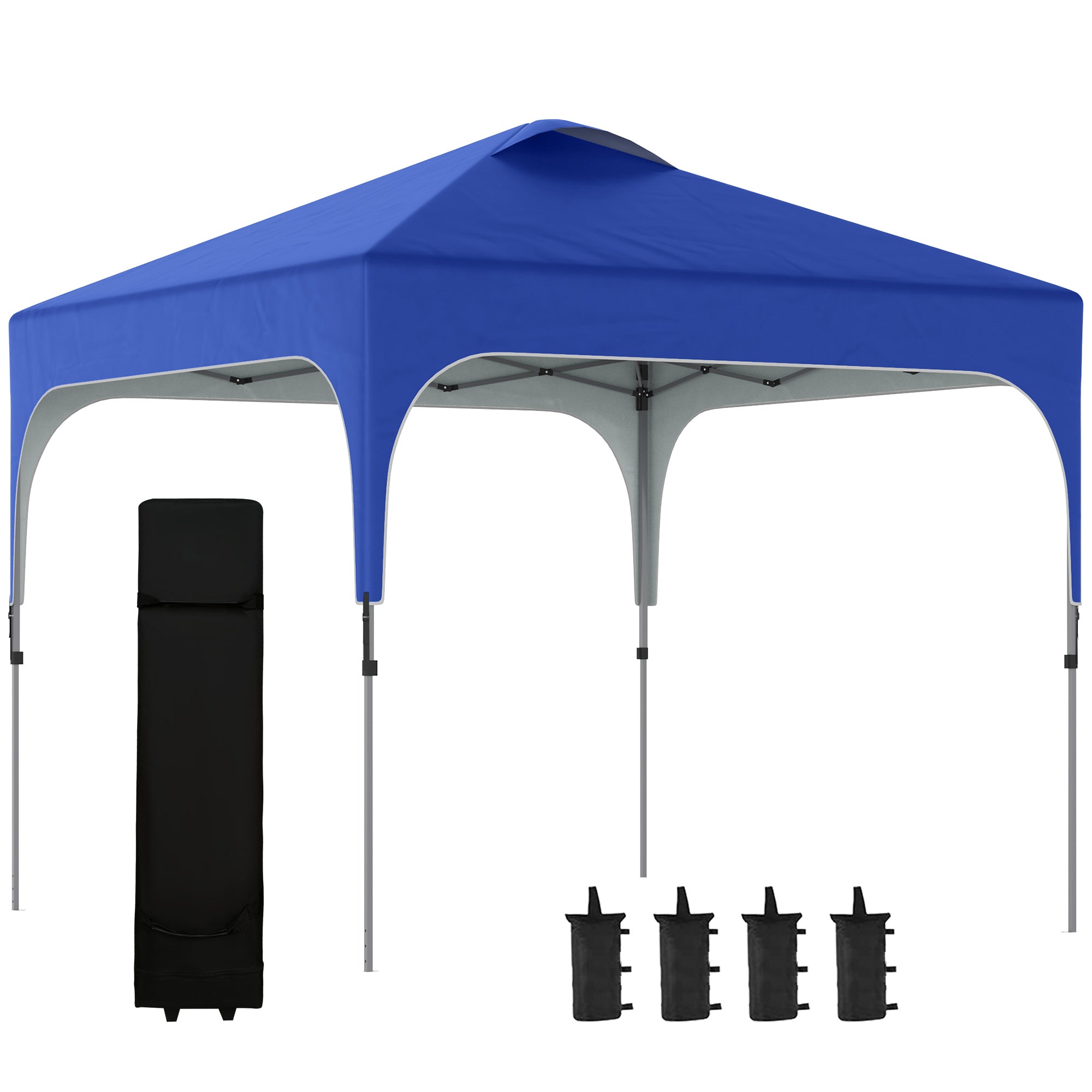 Outsunny 3 x 3(M) Pop Up Gazebo, UPF 50+ Foldable Canopy Tent with Wheeled Carrybag, 4 Leg Weight Bags, Height Adjustable Marquee Shelter 1 person easy setup for Outdoor Garden Patio Party, Blue 