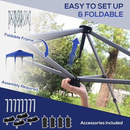Outsunny 3 x 3(M) Pop Up Gazebo, UPF 50+ Foldable Canopy Tent with Wheeled Carrybag, 4 Leg Weight Bags, Height Adjustable Marquee Shelter 1 person easy setup for Outdoor Garden Patio Party, Blue 