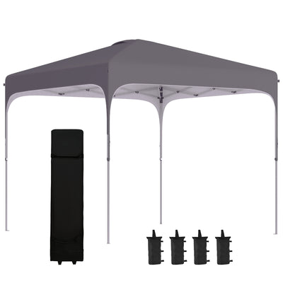 Outsunny 3 x 3(M) Pop Up Gazebo, UPF 50+ Foldable Canopy Tent with Wheeled Carrybag, 4 Leg Weight Bags, Height Adjustable Marquee Shelter 1 person easy setup for Outdoor Garden Patio Party, Dark Grey 