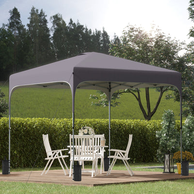 Outsunny 3 x 3(M) Pop Up Gazebo, UPF 50+ Foldable Canopy Tent with Wheeled Carrybag, 4 Leg Weight Bags, Height Adjustable Marquee Shelter 1 person easy setup for Outdoor Garden Patio Party, Dark Grey 