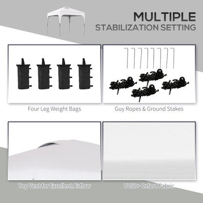 Outsunny 3 x 3(M) Pop Up Gazebo, UPF 50+ Foldable Canopy Tent with Wheeled Carrybag, 4 Leg Weight Bags, Height Adjustable Marquee Shelter 1 person easy setup for Outdoor Garden Patio Party, White 