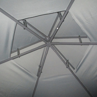 Outsunny 3 x 3(m) Hexagon Gazebo Patio Canopy Party Tent Outdoor Garden Shelter w/ 2 Tier Roof & Side Panel - Grey 