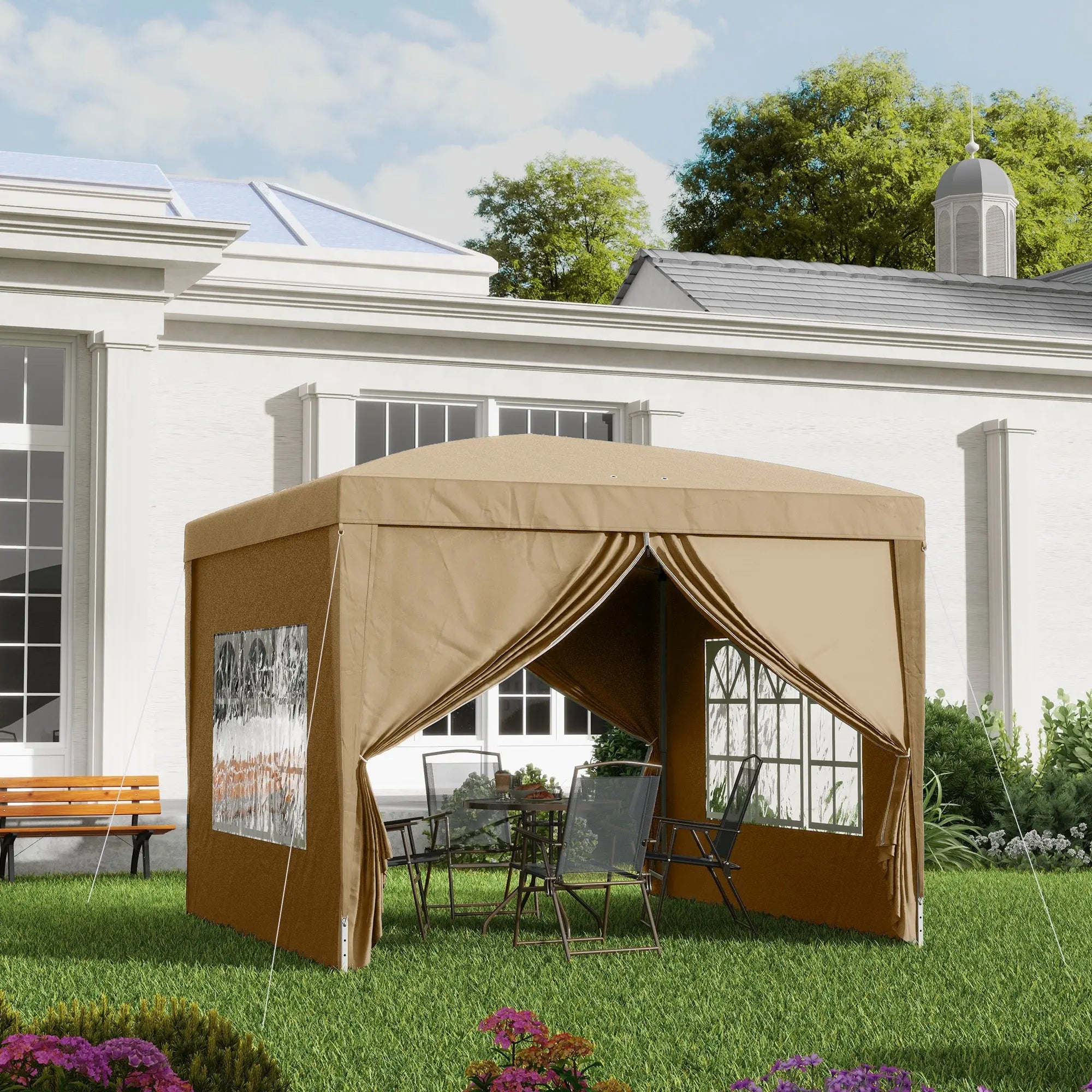 Outsunny 3 x 3(m) Pop Up Gazebo - Khaki 