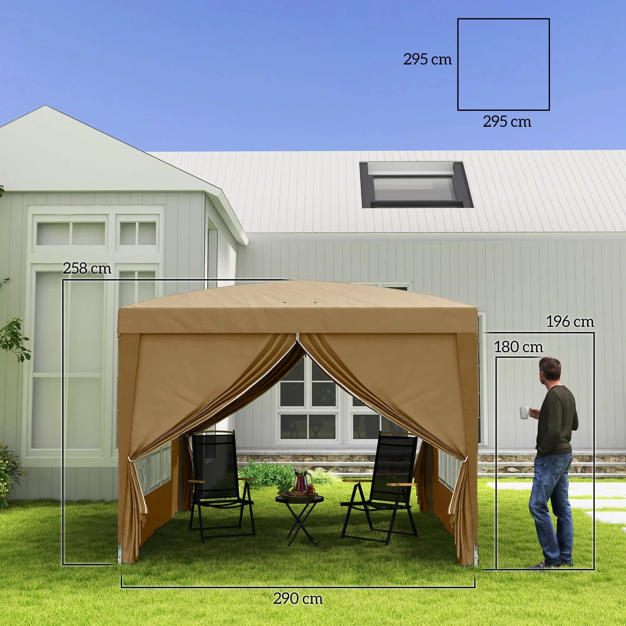 Outsunny 3 x 3(m) Pop Up Gazebo - Khaki 