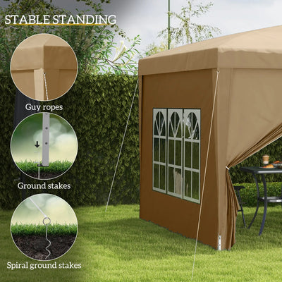 Outsunny 3 x 3(m) Pop Up Gazebo - Khaki 