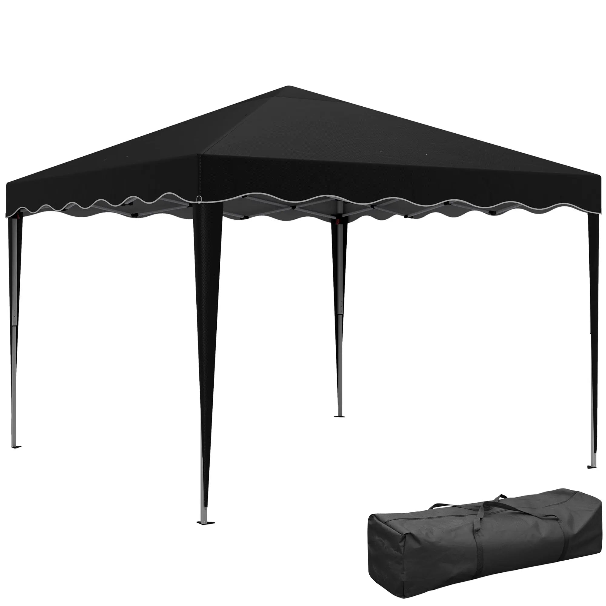 Outsunny 3 x 3cm Adjustable Height Pop-Up Gazebo, with Bag - Black 