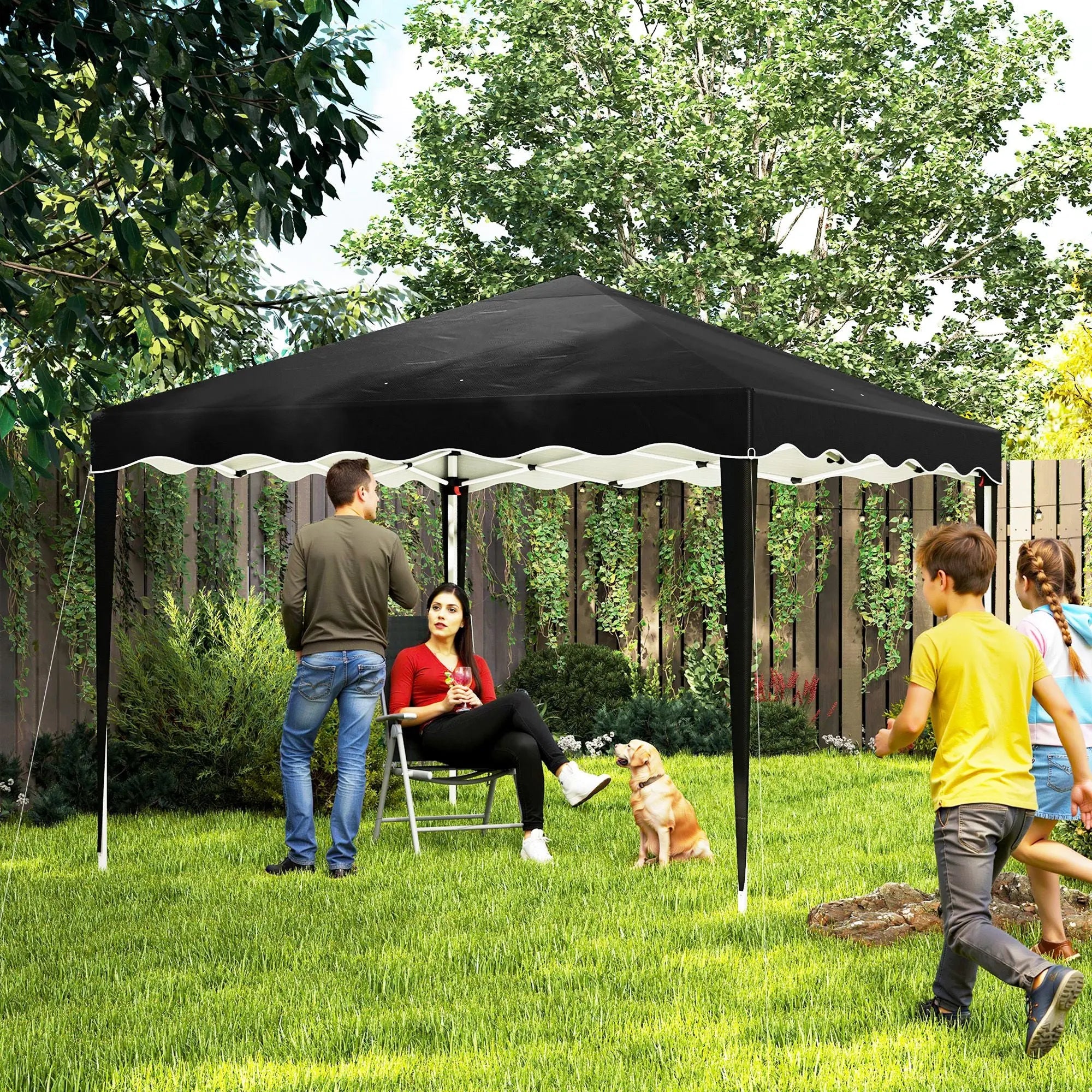 Outsunny 3 x 3cm Adjustable Height Pop-Up Gazebo, with Bag - Black 