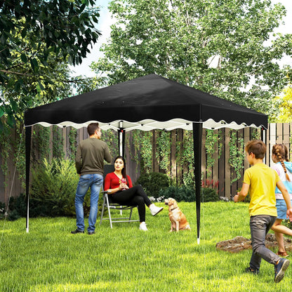 Outsunny 3 x 3cm Adjustable Height Pop-Up Gazebo, with Bag - Black 