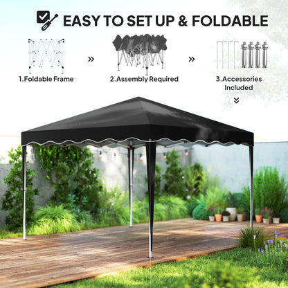 Outsunny 3 x 3cm Adjustable Height Pop-Up Gazebo, with Bag - Black 