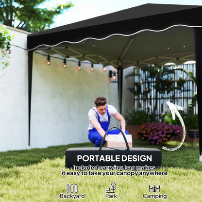 Outsunny 3 x 3cm Adjustable Height Pop-Up Gazebo, with Bag - Black 