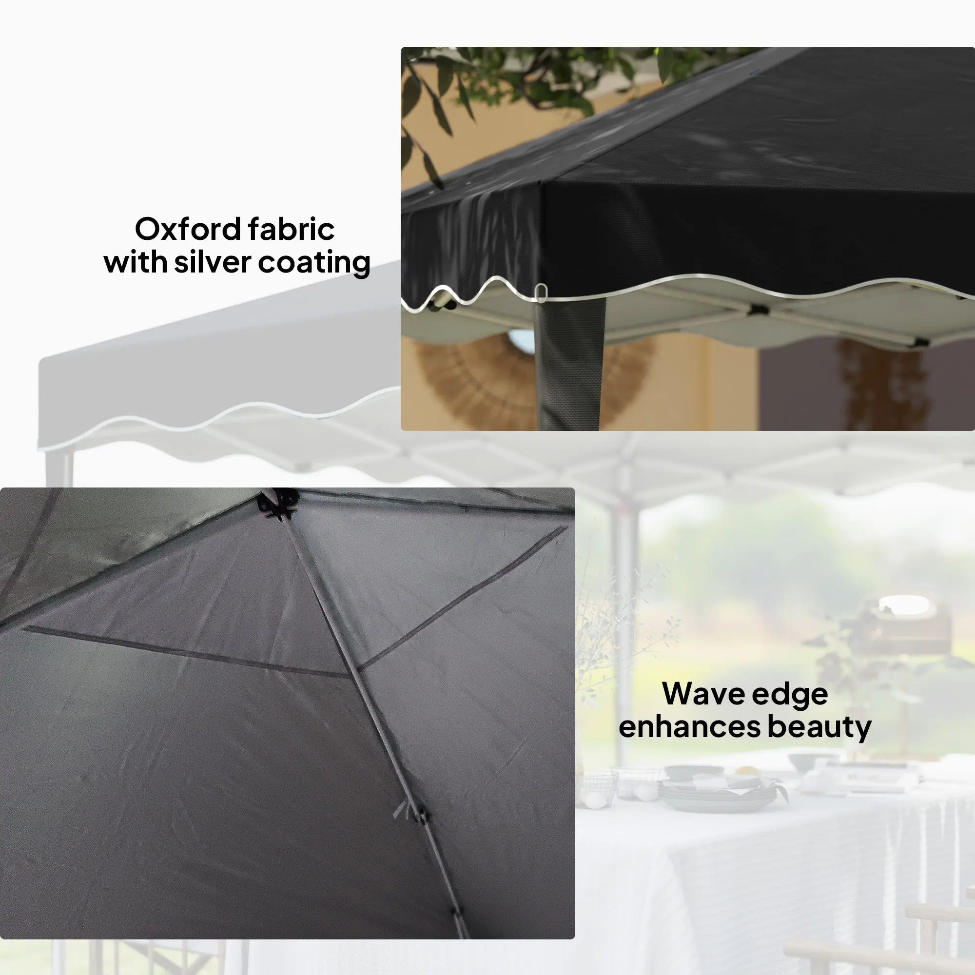 Outsunny 3 x 3cm Adjustable Height Pop-Up Gazebo, with Bag - Black 