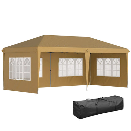 Outsunny 3 x 6m Pop-Up Gazebo, with Removable Walls -  Khaki 