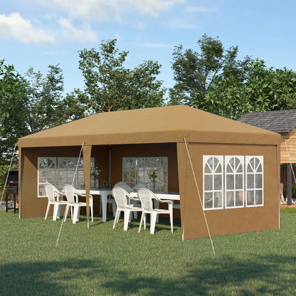 Outsunny 3 x 6m Pop-Up Gazebo, with Removable Walls -  Khaki 