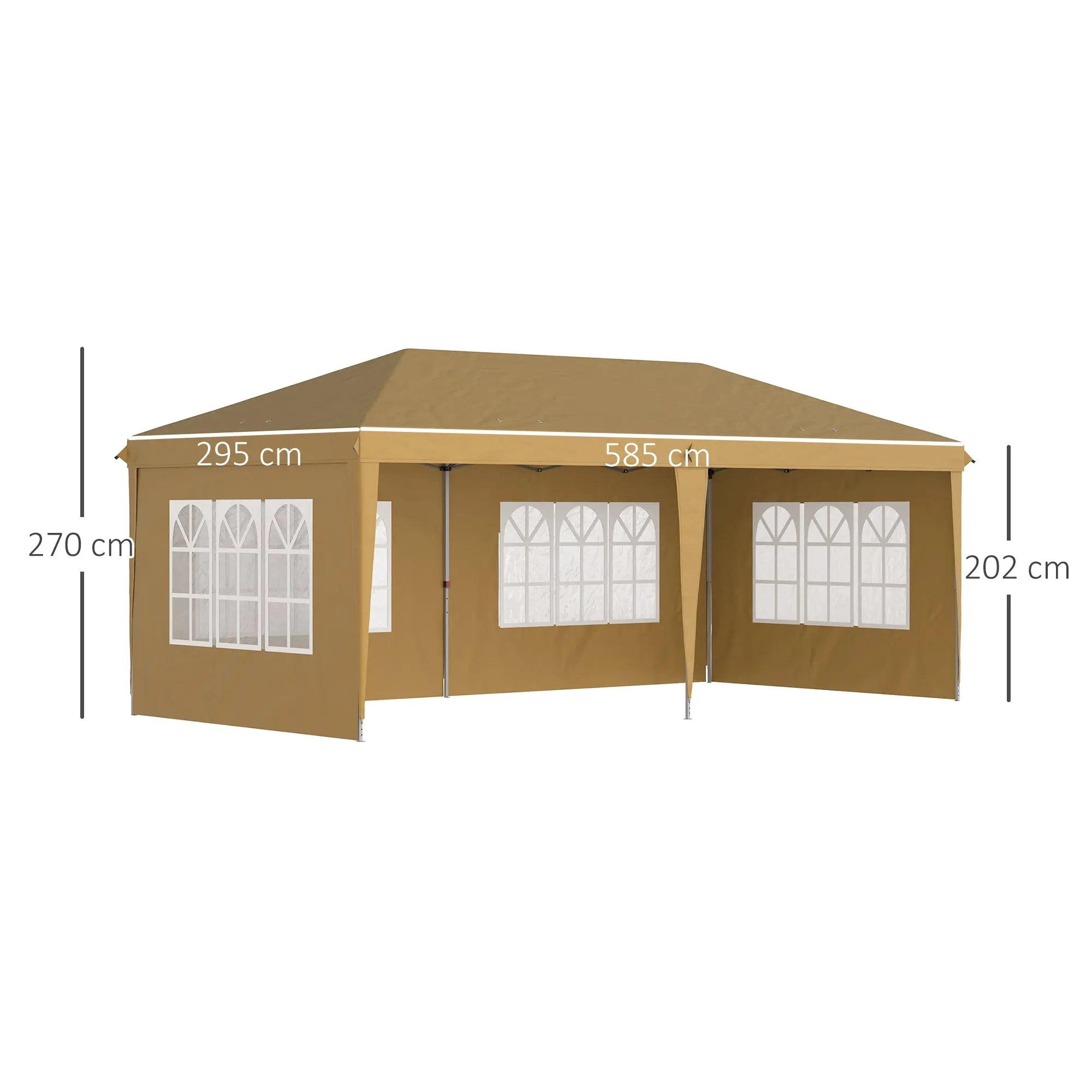 Outsunny 3 x 6m Pop-Up Gazebo, with Removable Walls -  Khaki 